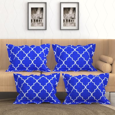 Fashancy Printed Pillows Cover(Pack of 4, 46 cm*72 cm, Blue)