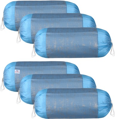 Heart Home Polyester Bolsters Cover(Pack of 6, 40 cm*76 cm, Light Blue)