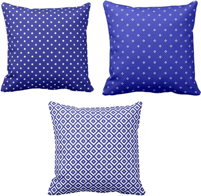 TheYaYaCafe Cotton Cushions Cover(55 cm*55 cm, Pack of 3, Blue)
