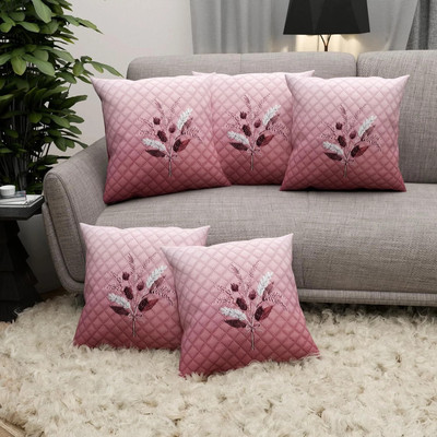 PAPSUN Velvet Cushions Cover(40 cm*40 cm, Pack of 5, Pink)
