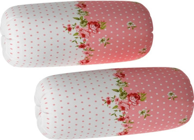 igi Polycotton Bolsters Cover(80 cm*40 cm, Pack of 2, Pink, White)