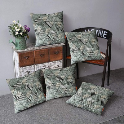 Bluegrass Printed Cushions Cover(Pack of 5, 50 cm*50 cm, Grey)
