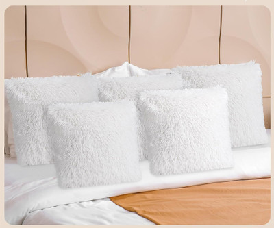 Espresso Fur Cushions Cover(Pack of 5, 40 cm*40 cm, White)