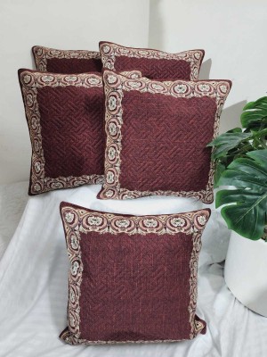 A CUBE LUXURY SOLUTIONS Self Design Cushions Cover(Pack of 5, 40 cm*40 cm, Maroon)