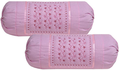 Pahwa handloom house Cotton Bolsters Cover(75 cm*38 cm, Pack of 2, Pink)