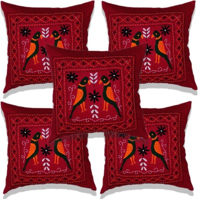 R M COVER VARIETIES Cotton Cushions & Pillows Cover(Pack of 5, 40.46 cm*40.46 cm, Red)