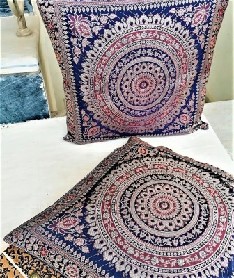 Hawamahal Motifs Cushions & Pillows Cover(Pack of 2, 40 cm*40 cm, Blue)