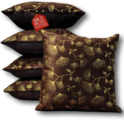 Yks Buzz Velvet Cushions Cover(40 cm*40 cm, Pack of 5, Brown)
