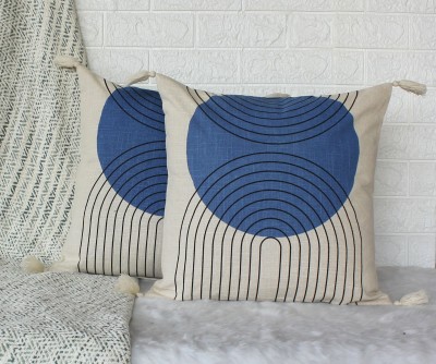 Dekor World Printed Cushions & Pillows Cover(Pack of 2, 45 cm*45 cm, Blue)