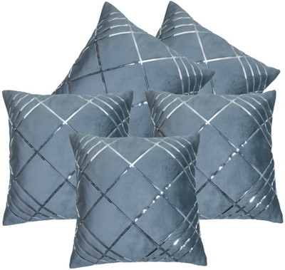 Yks Buzz Silk Cushions Cover(40 cm*40 cm, Pack of 5, Grey)