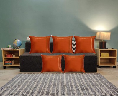 FabLinen Embroidered Cushions Cover(Pack of 5, 40 cm*40 cm, Orange)