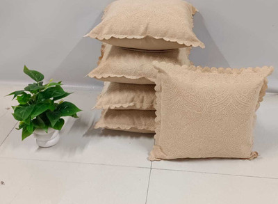 Real Desi Chenille Cushions Cover(60 cm*60 cm, Pack of 5, Beige)