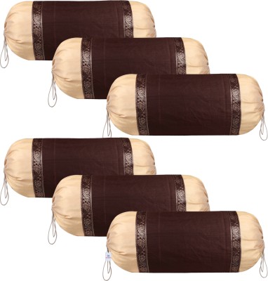 Heart Home Polyester Bolsters Cover(Pack of 6, 40 cm*80 cm, Brown)