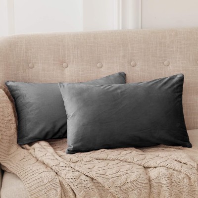 AMITRA Velvet Cushions & Pillows Cover(Pack of 2, 45 cm*30 cm, Grey)