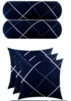 NAZALEQA Microfiber Cushions & Bolsters Cover(Pack of 5, 40 cm*40 cm, Dark Blue)