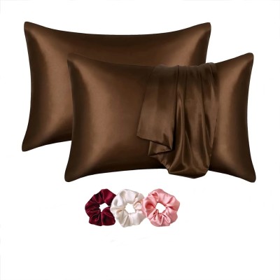 CEBADA Silk Pillows Cover(Pack of 2, 45.72 cm*72.12 cm, Silver)