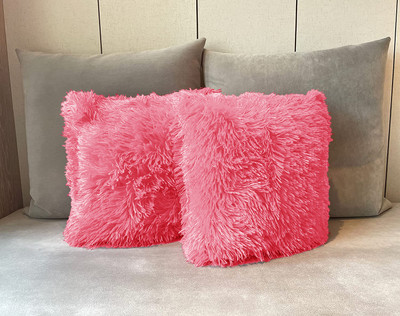 PICKKART Microfibre Abstract Lumbar Pillow Pack of 2(Pink)
