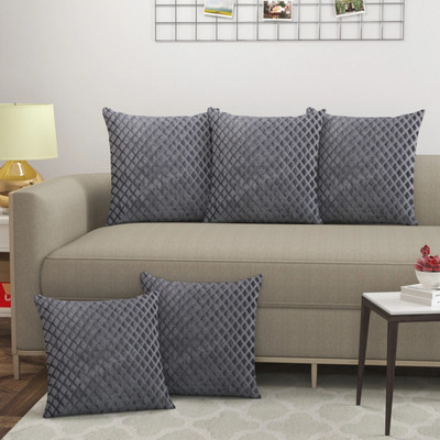 MHF Velvet Cushions & Pillows Cover(40 cm*40 cm, Pack of 5, Grey)