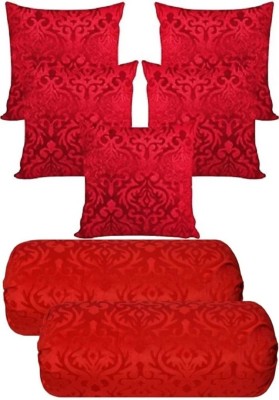 Rabhnoor Velvet Cushions Cover(Pack of 7, 40 cm*40 cm, Red)