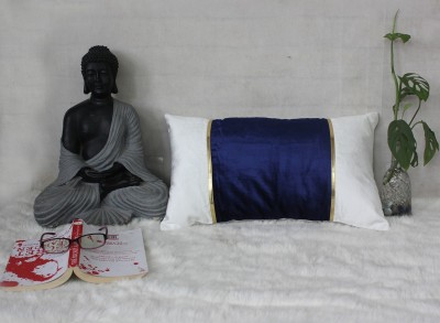 Dekor World Self Design Cushions & Pillows Cover(Pack of 2, 30 cm*50 cm, White, Blue)