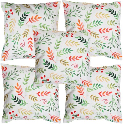 Alina decor Printed Cushions Cover(Pack of 5, 40.64 cm*40.64 cm, Green, Light Green, Orange, Red)