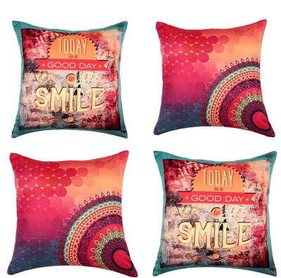 SEJ BY NISHA GUPTA Silk Cushions Cover(Pack of 4, 40 cm*40 cm, Multicolor)