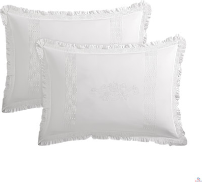 Heart Home Cotton Pillows Cover(Pack of 2, 54 cm*76 cm, White)