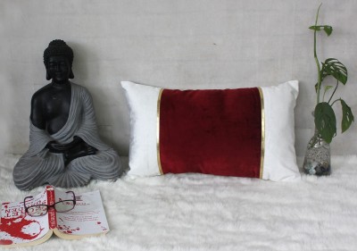Dekor World Self Design Cushions & Pillows Cover(45 cm*70 cm, White, Maroon)