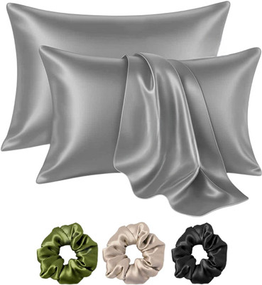 ARMOXA Satin Pillows Cover(45 cm*72 cm, Pack of 2, Grey)
