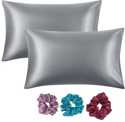 ARMOXA Self Design Pillows Cover(Pack of 2, 18 cm*28 cm, Grey)