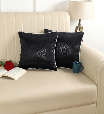 Sanvi Creations Embroidered Cushions Cover(Pack of 2, 40 cm*40 cm, Black)