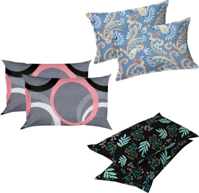 AAKRITI Cotton Pillows Cover(Pack of 6, 43 cm*69 cm, Blue, Grey, Black)