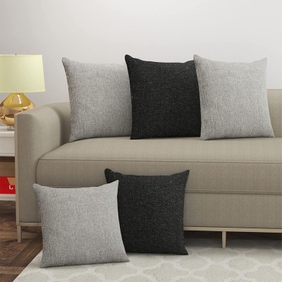 Xy Decor Plain Cushions Cover(Pack of 5, 40 cm*40 cm, Black, Grey)