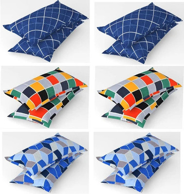 AKKIRT Cotton Pillows Cover(46 cm*69 cm, Pack of 12, Blue, Multicolor, Light Blue)