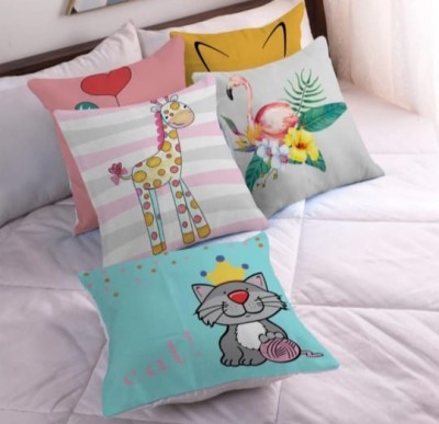 igi Printed Cushions Cover(Pack of 5, 40 cm*40 cm, Green, Multicolor)