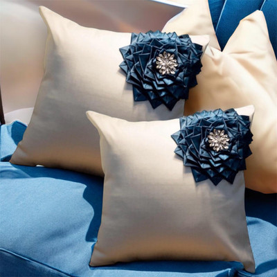 FRILLART Satin Cushions & Pillows Cover(16 cm*16 cm, Pack of 2, Blue)