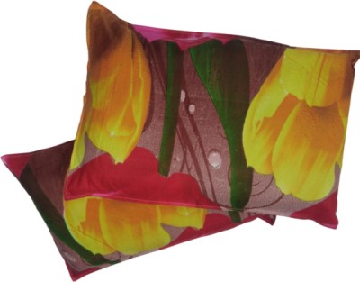 VEERA HOMES Floral Cushions & Pillows Cover(Pack of 2, 45 cm*70 cm, Yellow)