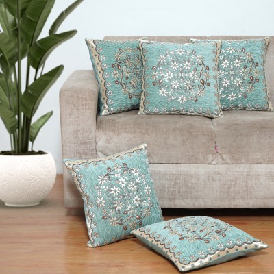R2H2 Floral Cushions Cover(Pack of 5, 40 cm*40 cm, Green)