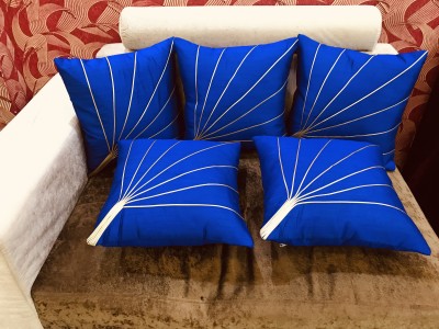 FabLinen Polyester Cushions Cover(Pack of 5, 40 cm*40 cm, Blue)