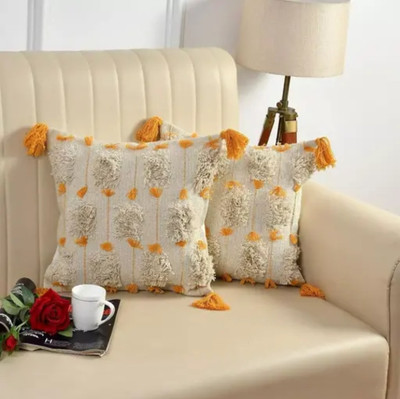 LoomCasa Cotton Cushions & Pillows Cover(40 cm*40 cm, White)