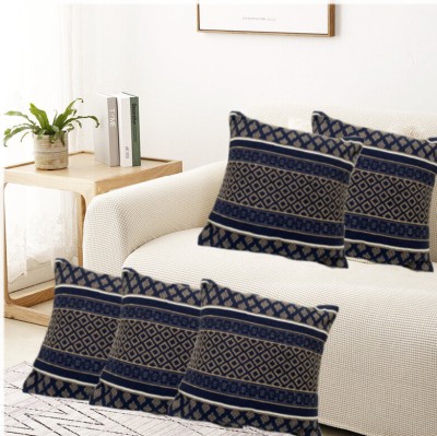 Dkdecorateve Printed Cushions Cover(Pack of 2, 40 cm*40 cm, Blue, Beige)