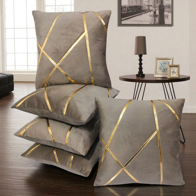 Zikrak Velvet Cushions Cover(40 cm*40 cm, Pack of 5, Brown)