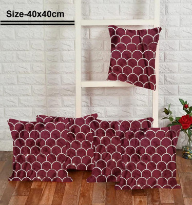 TURIYA Velvet Cushions Cover(Pack of 5, 40 cm*40 cm, Maroon)