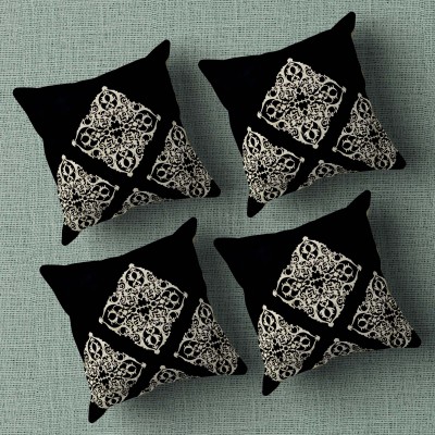 Being Iban Printed Cushions & Pillows Cover(Pack of 4, 40 cm*40 cm, Black)