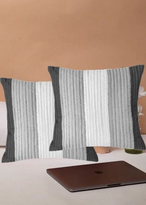 FabLinen Striped Cushions Cover(Pack of 2, 60 cm*60 cm, White)