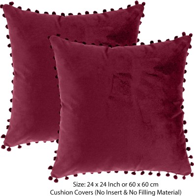 Sugarchic Plain Cushions Cover(Pack of 2, 60 cm*60 cm, Red)