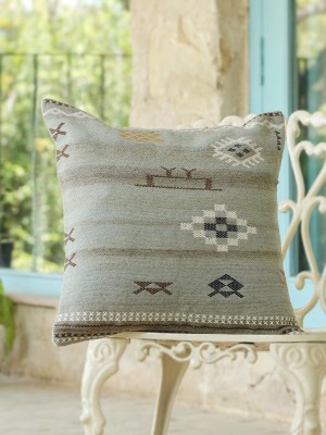 Sanskrutihomes Geometric Cushions Cover(40.64 cm*40.64 cm, Grey)