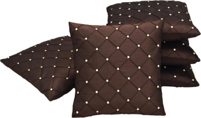 harpreet Dupion Silk Cushions & Pillows Cover(Pack of 5, 30 cm*30 cm, Brown)