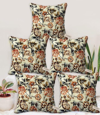 Bluegrass Floral Cushions Cover(Pack of 5, 50 cm*50 cm, Orange)