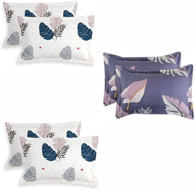 Nt@ub Cotton Pillows Cover(45.75 cm*71.12 cm, Pack of 6, Cream, Purple)